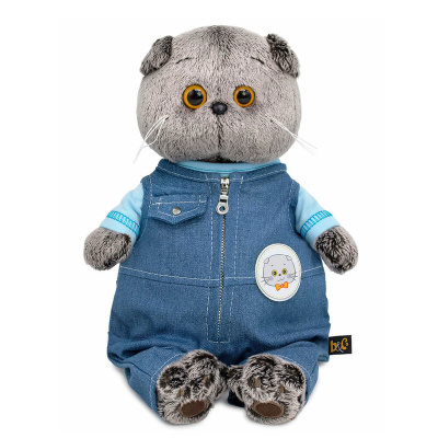 Мягкая игрушка Кот Басик в комбинезоне деним Budi Basa Ks22-296 1